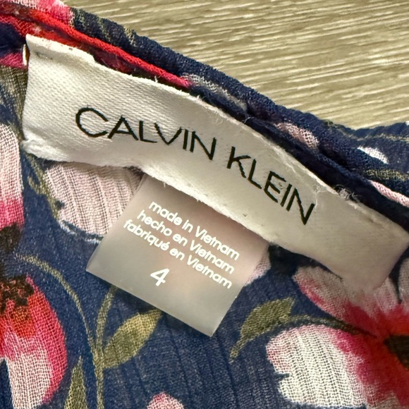 Calvin Klein Flutter Sleeve Floral Print Asymmetrical Hem MIDI Dress 4 Fairycore - Picture 14 of 15